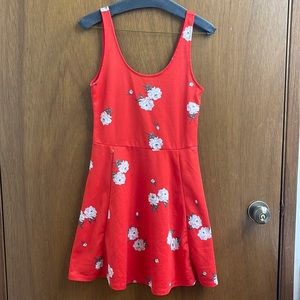 Red floral summer dress